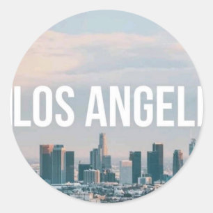 Los Angeles Skyline Retro City Aesthetic Travel Classic Round Sticker