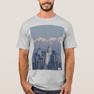 Los Angeles Skyline San Gabriel Mountains Photo T-Shirt