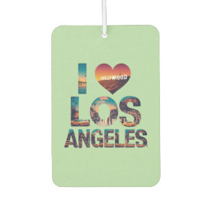 Los Angeles Skyline Sunset & Hollywood Typography Car Air Freshener