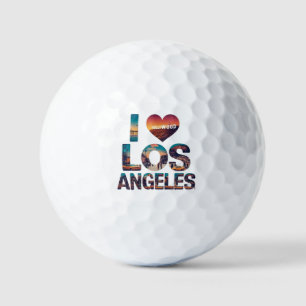 Los Angeles Skyline Sunset & Hollywood Typography Golf Balls