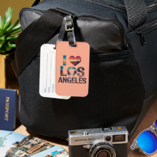 Los Angeles Skyline Sunset & Hollywood Typography Luggage Tag