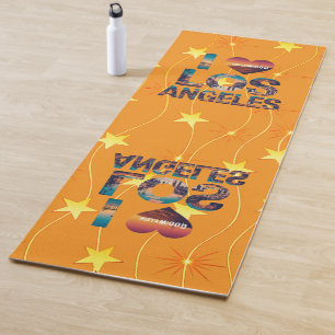 Los Angeles Skyline Sunset & Hollywood Typography Yoga Mat