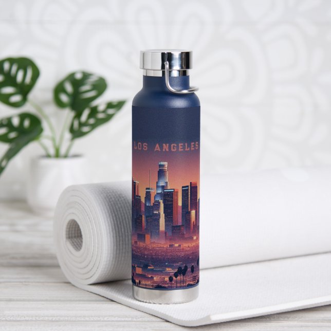 Los Angeles Skyline Water Bottle (Yoga (Rotated))