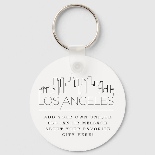 Los Angeles Stylized Skyline | Custom Slogan Key Ring (Front)