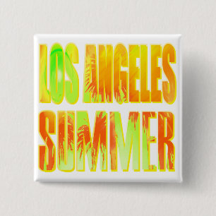 "Los Angeles Summer Letter Yellow Orange" Button
