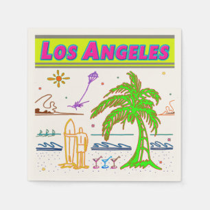"Los Angeles" Surfer Beach Napkins