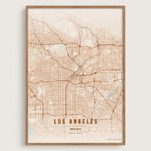 Los Angeles Terracotta Map LA Wallart Poster Gift 