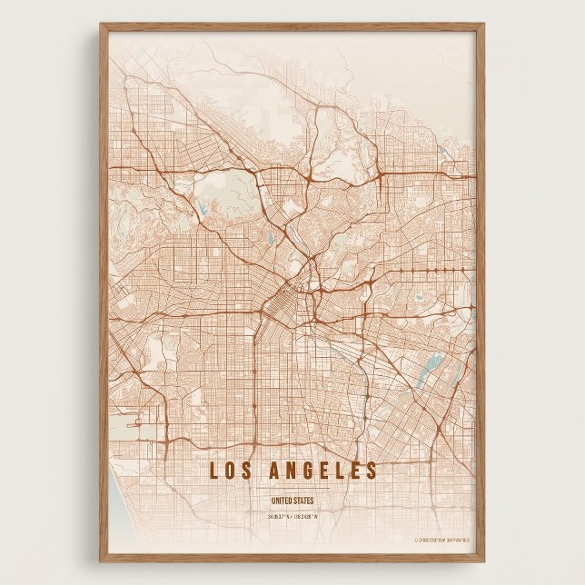 Los Angeles Terracotta Map LA Wallart Poster Gift  (Creator Uploaded)