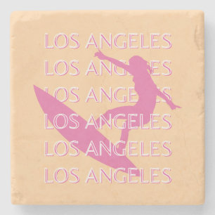 Los Angeles Travel Art, California, Beach Lovers Stone Coaster