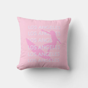 Los Angeles Travel Art, California,  Pink, Preppy Cushion