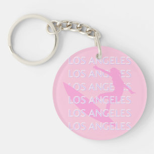 Los Angeles Travel Art, California,  Pink, Preppy Key Ring