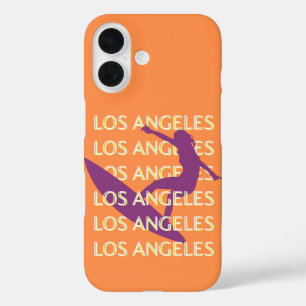 Los Angeles Travel Art, California, Travel, Orange iPhone 16 Case