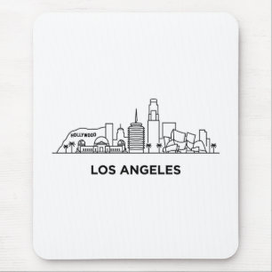 Los Angeles Travel Skyline Minimalist Line Art Mouse Pad