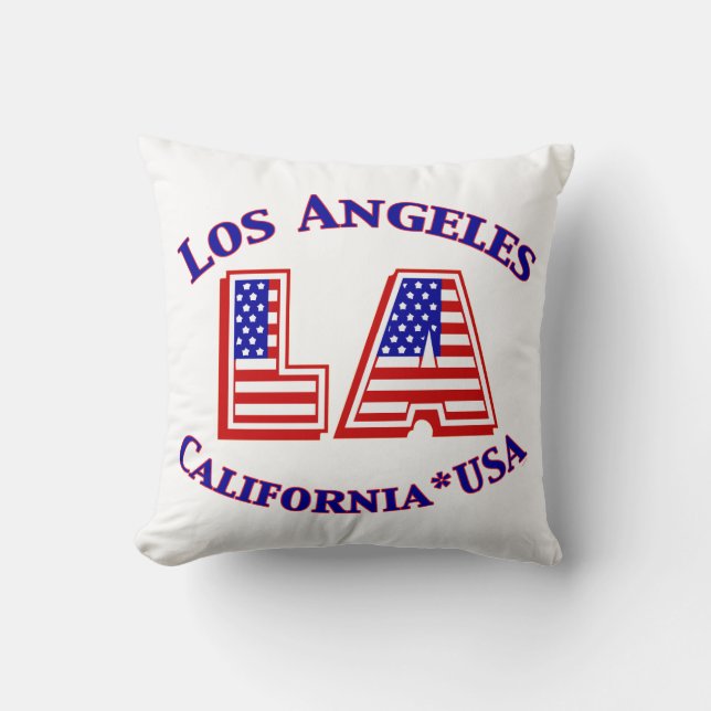 Los Angeles USA Patriotic Pillow (Front)