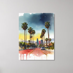 Los Angeles watercolor art Canvas Print
