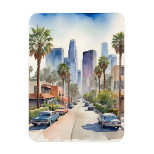 Los Angeles watercolor art Magnet