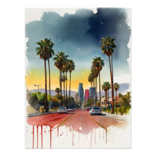 Los Angeles watercolor art Photo Print