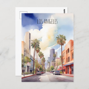 Los Angeles watercolor art Postcard