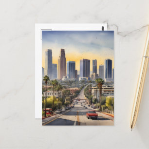 Los Angeles watercolor art Postcard