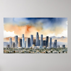 Los Angeles watercolor art Poster