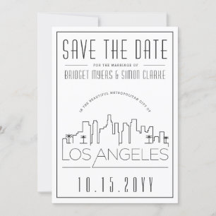 Los Angeles Wedding Stylised Skyline Save the Date Invitation