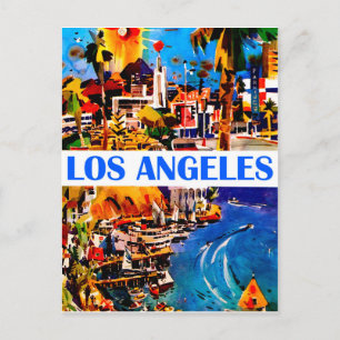 Los Angeles west coast, USA, vintage travel Postcard