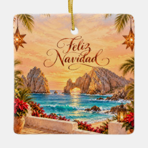 Los Cabos El Arco Feliz Navidad Christmas Ceramic Ornament