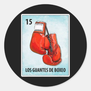 Los Guantes De Boxeo Mexican Boxing Gloves Cards  Classic Round Sticker