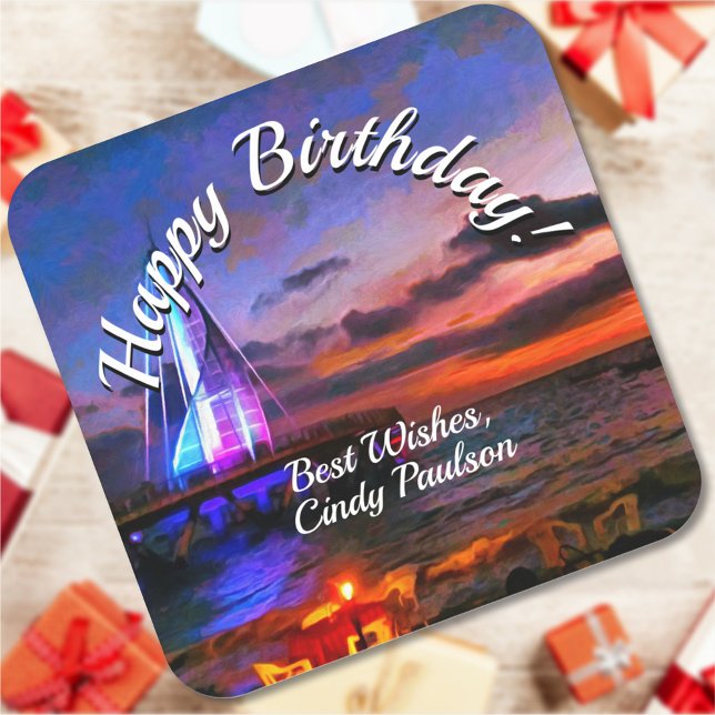 Los Muertos Pier Birthday 1182 Square Sticker (Creator Uploaded)