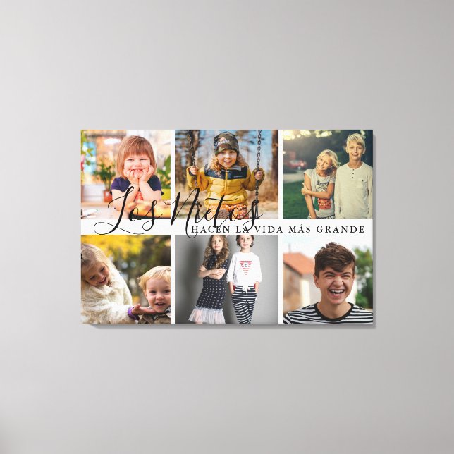 Los Nietos Hacen La Vida Más Grande Grandma Gift Canvas Print (Front)