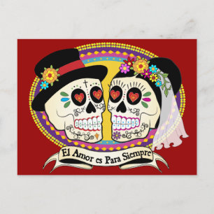 Los Novios Sugar Skull Postcard (Spanish)