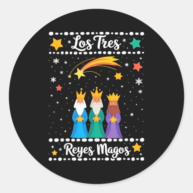 Los Tres Es Magos Navidad Latina Tres Es  Classic Round Sticker (Front)