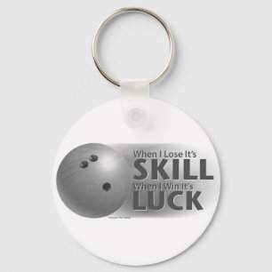 Lose Skill Win Luck Bowling Grey Key Ring