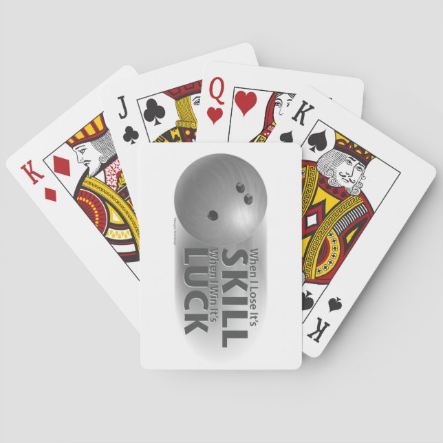 Lose Skill Win Luck Bowling Grey Playing Cards (Back)