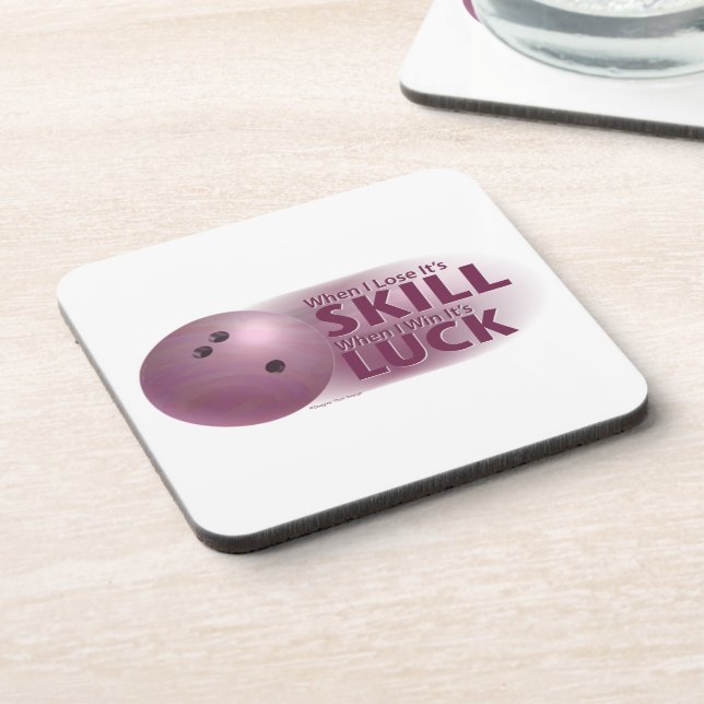 Lose Skill Win Luck Bowling Pink Coaster (Left Side)