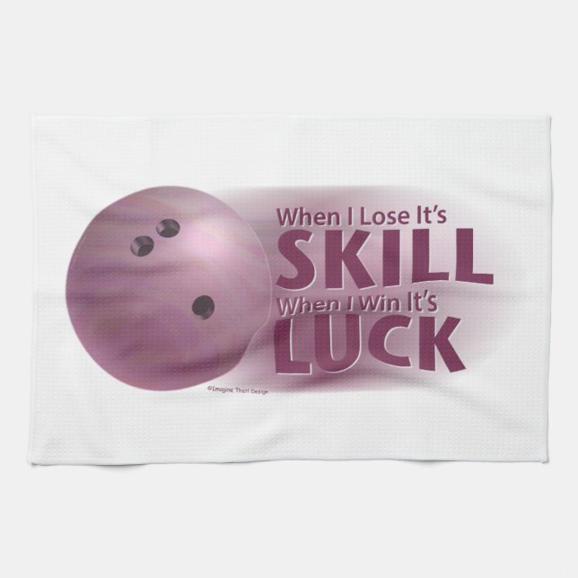 Lose Skill Win Luck Bowling Pink Tea Towel (Horizontal)