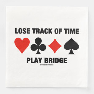 Lose Track Of Time Four Card Suits Bridge Advice Napkin