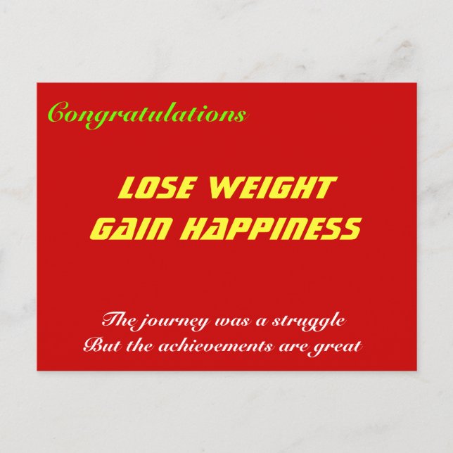 lose weight gain happiness postcard (Front)