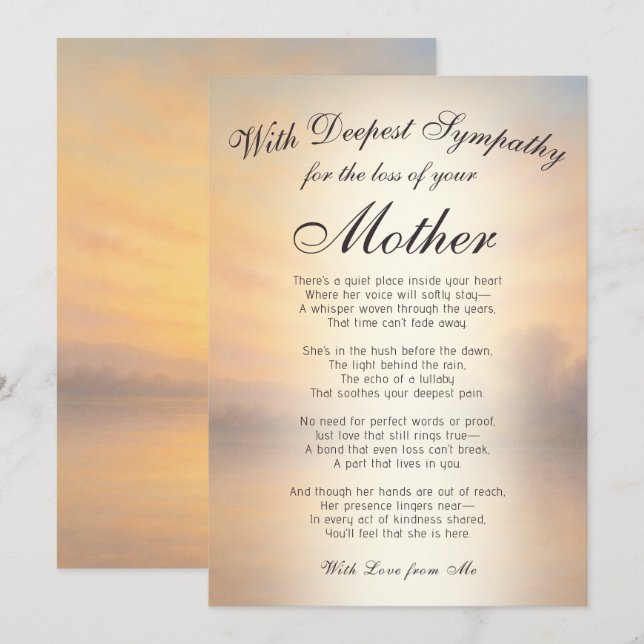Losing a Mother Memorial  Card (Front/Back)