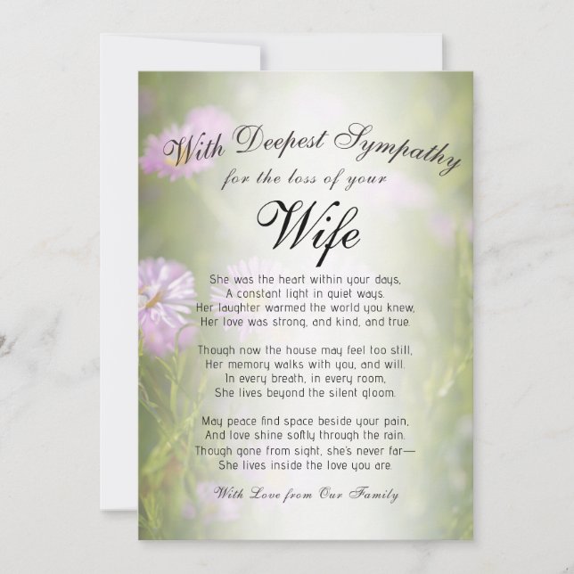 Losing a Wife Memorial  Card (Front)