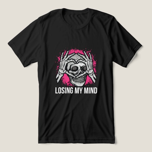Losing My Mind Skull Graphic Tri-Blend Shirt (Design Front)