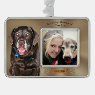 Loss of a Dog Sympathy Gifts 2 Photos 3 Text Boxes Silver Plated Framed Ornament