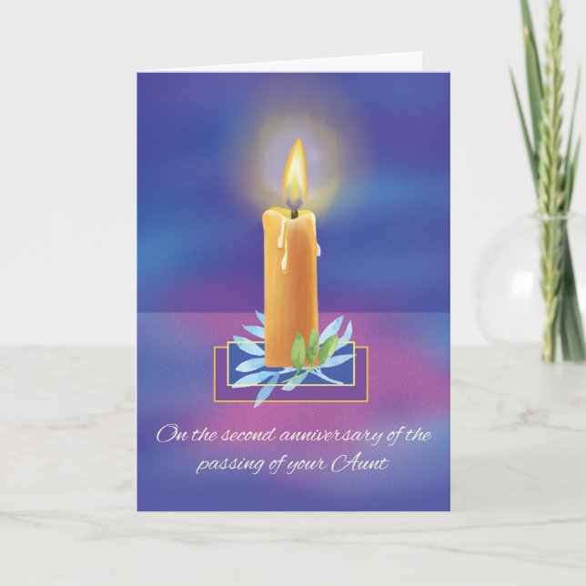 Loss of Aunt Second Anniversary Religious Candle Card (Front)