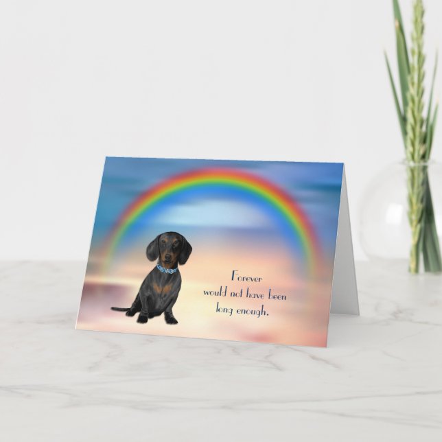 Loss of Black Tan Dachshund Rainbow Sympathy Card (Front)