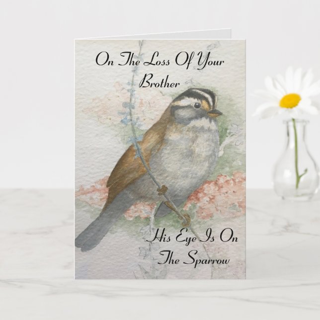 Loss Of Brother Sparrow Bible Quote Sympathy Card (Small Plant)