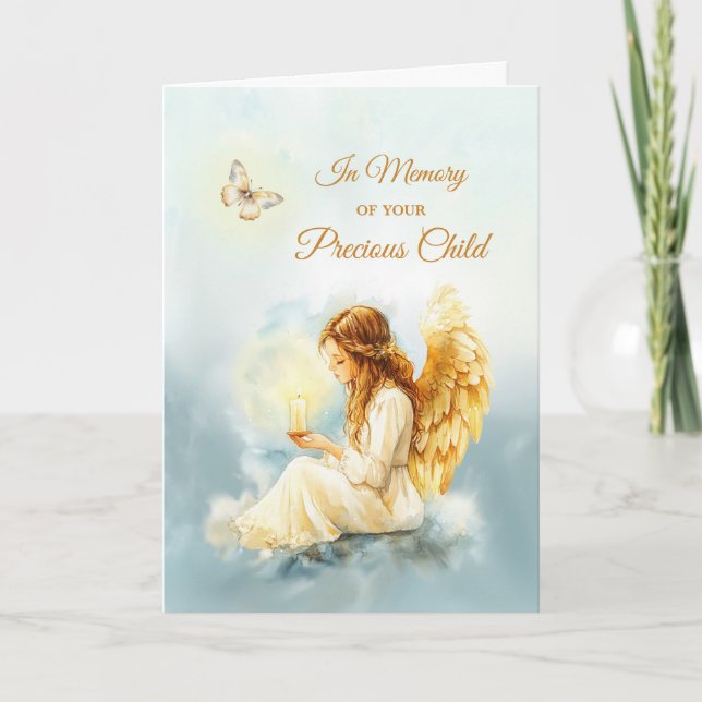 Loss of Child Sympathy Angel with Candle Butterfly Card (Front)