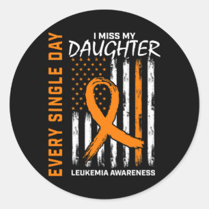 Loss Of Daughter Leukaemia Awareness American Flag Classic Round Sticker