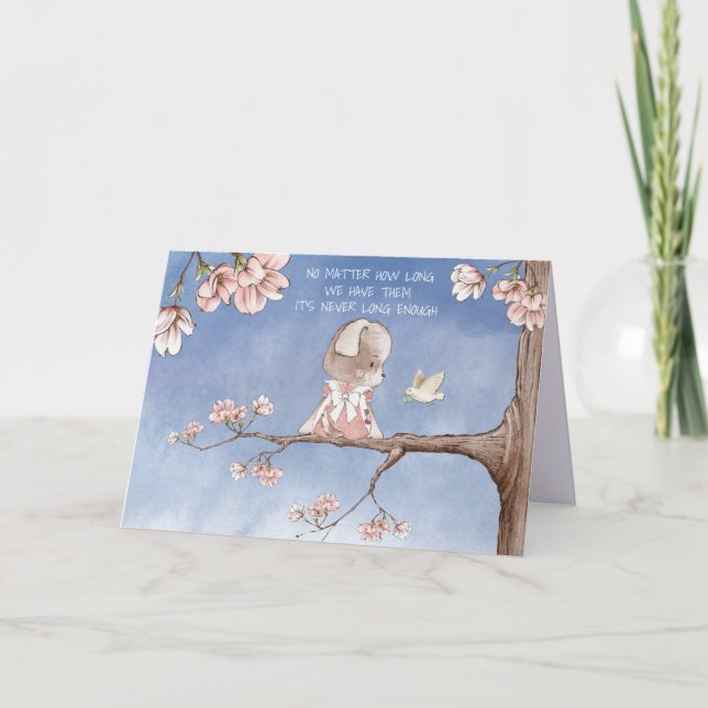 Loss of Girl Cat Sympathy Watercolor Illustrations Card (Front)