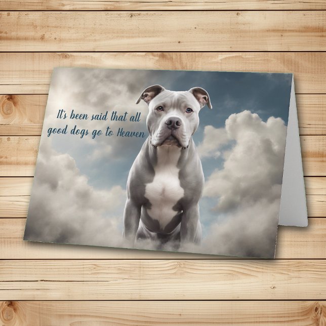 Loss of Grey Pitbull Dog Heaven Sympathy Holiday Card (Creator Uploaded)