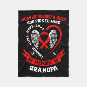 Loss Of Loved One Grandpa Heart Disease Awareness Fleece Blanket
